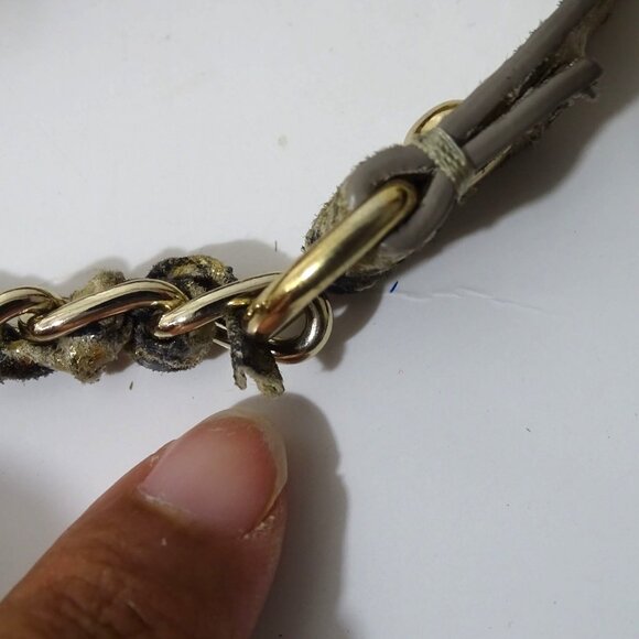 DKNY Gold Python Snake Print Chain Strap Shoulder Bag Crossbody W/Charm Accent - Picture 14 of 14